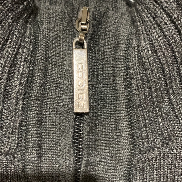 CODICE quarter zip merino wool blend sweater gray front bodice black back men’s - Picture 3 of 12